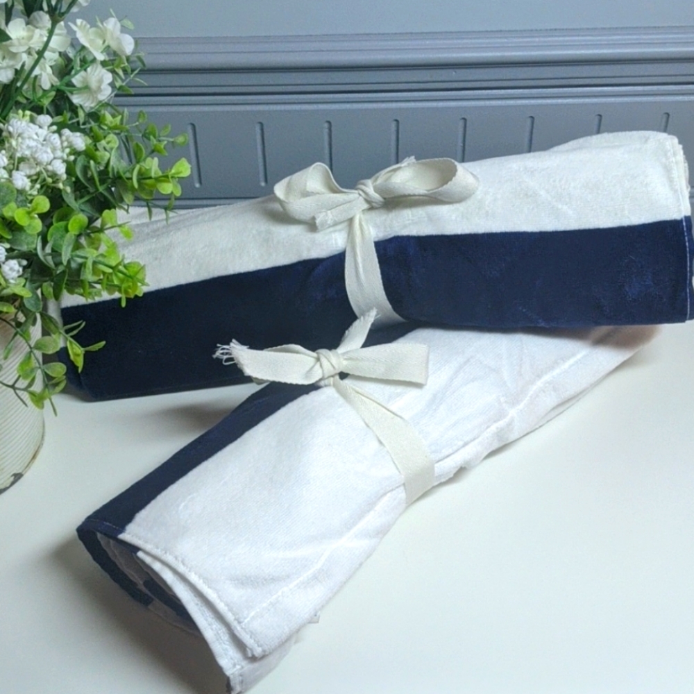 Indigo Navy stripe beach towels set of 2